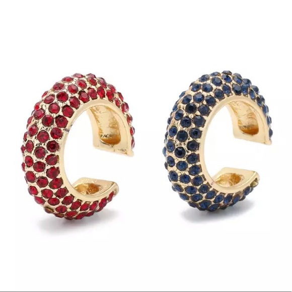 2 Pave Ear Cuff C Shape (red/blue) - Picture 3 of 9